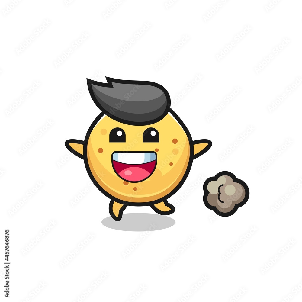 the happy potato chip cartoon with running pose