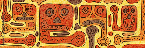 Abstract creatures in ethnic style, vector banner