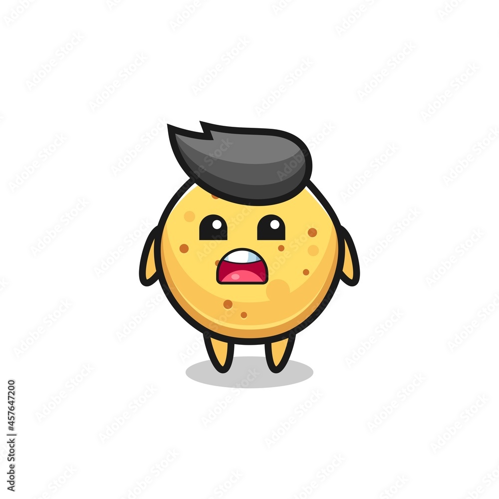 Fototapeta premium potato chip illustration with apologizing expression, saying I am sorry