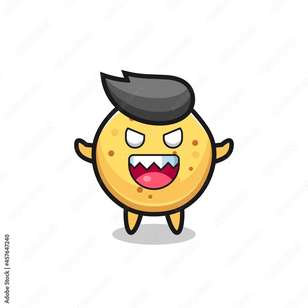 illustration of evil potato chip mascot character