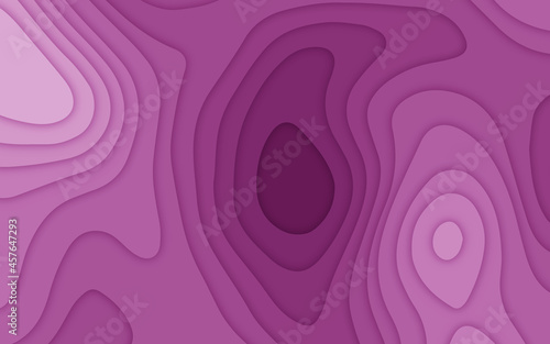 Abstract light purple realistic papercut decoration textured with wavy layers. Topography map concept  smooth origami paper cut. Carving art. Vector illustration. Cover layout template.
