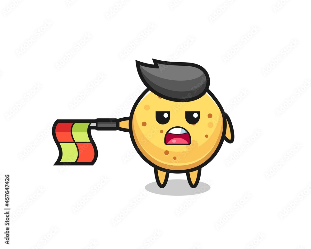potato chip character as line judge hold the flag straight horizontally potato chip character as line judge hold the flag straight horizontally