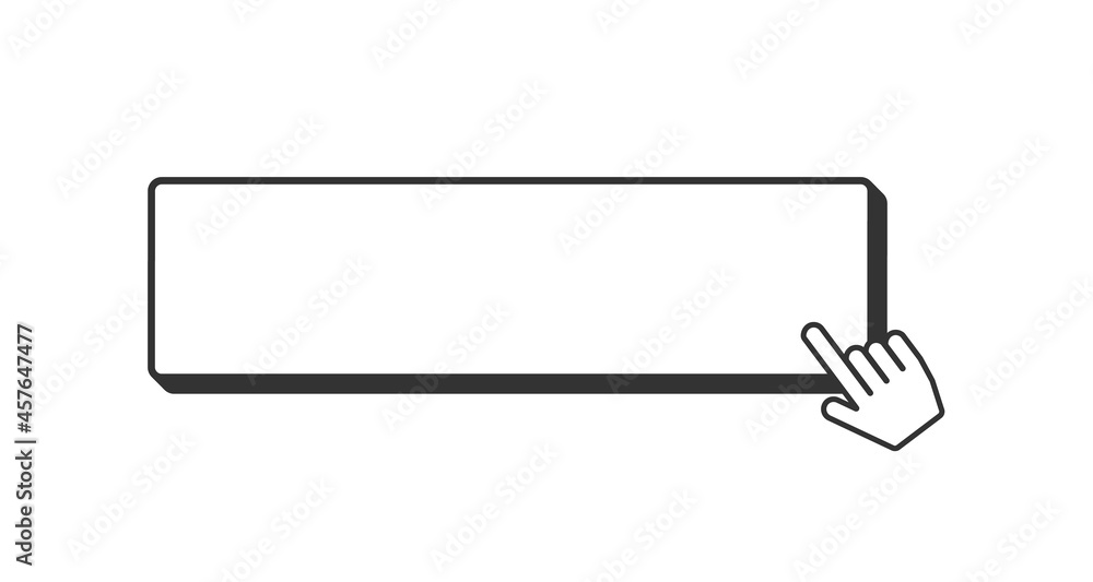 シンプルなボタンのイラスト テンプレート バナー モノクロ、線画、四角形、影付、指カーソルバージョン シンプルなボタンのイラスト テンプレート バナー モノクロ、線画、四角形、影付、指カーソルバージョン