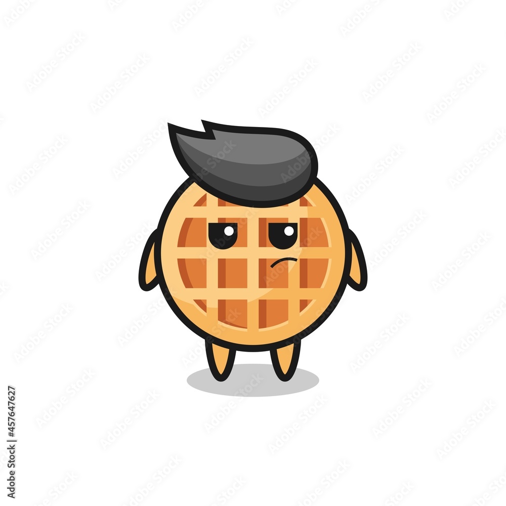 cute circle waffle character with suspicious expression