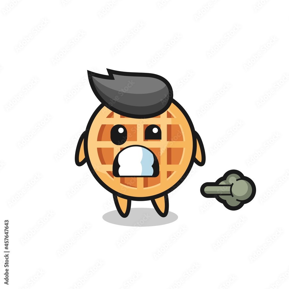 the illustration of the circle waffle cartoon doing fart the illustration of the circle waffle cartoon doing fart