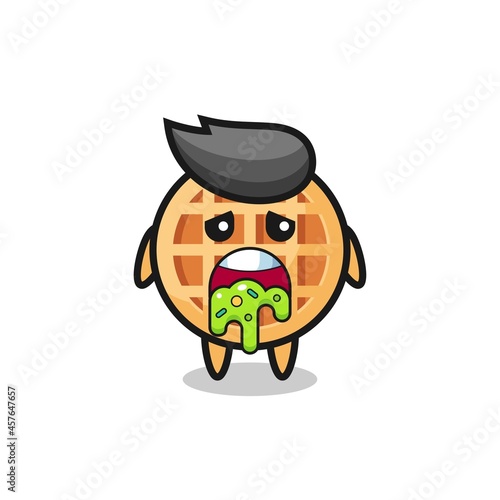 the cute circle waffle character with puke