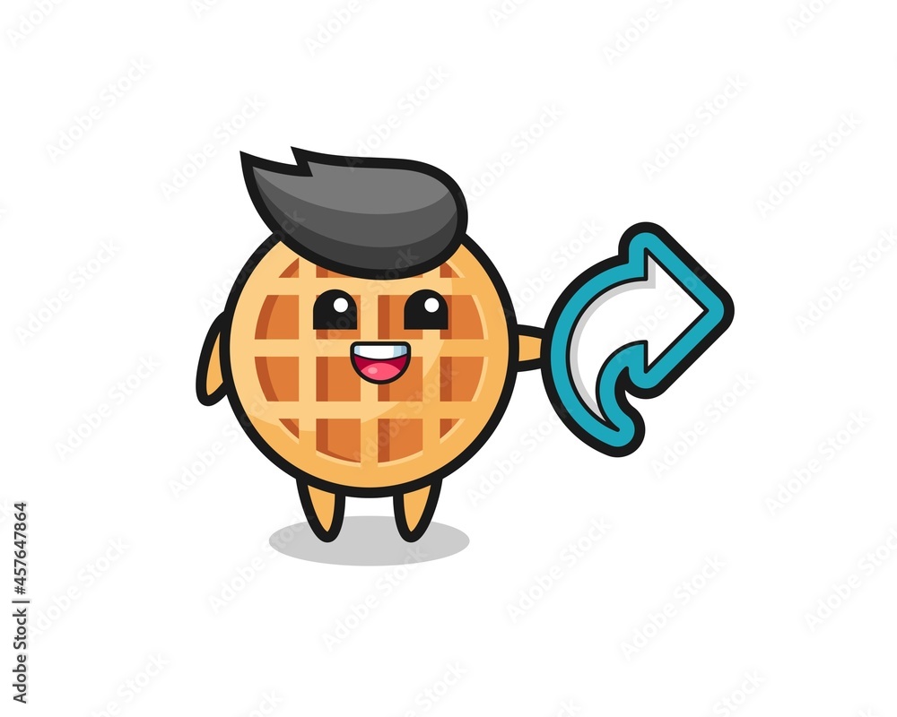 cute circle waffle hold social media share symbol