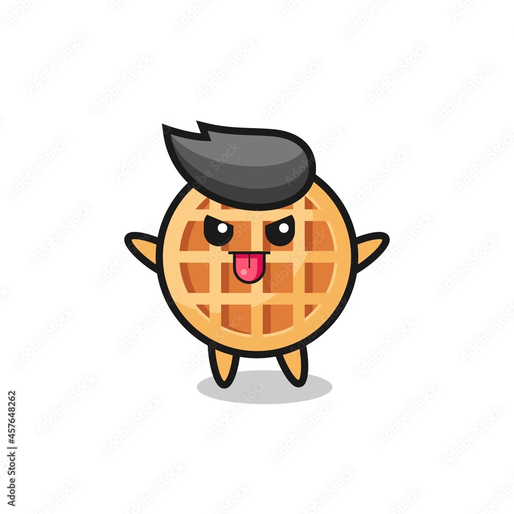 naughty circle waffle character in mocking pose