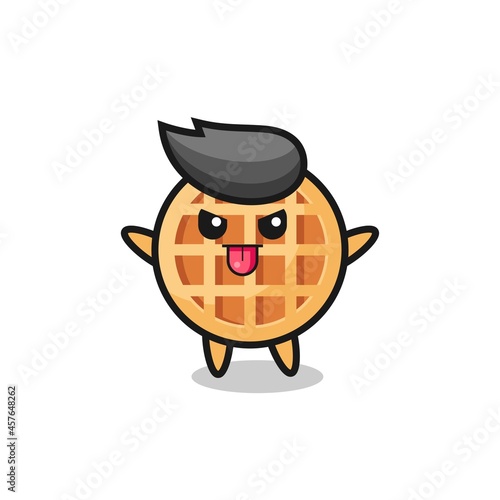 naughty circle waffle character in mocking pose