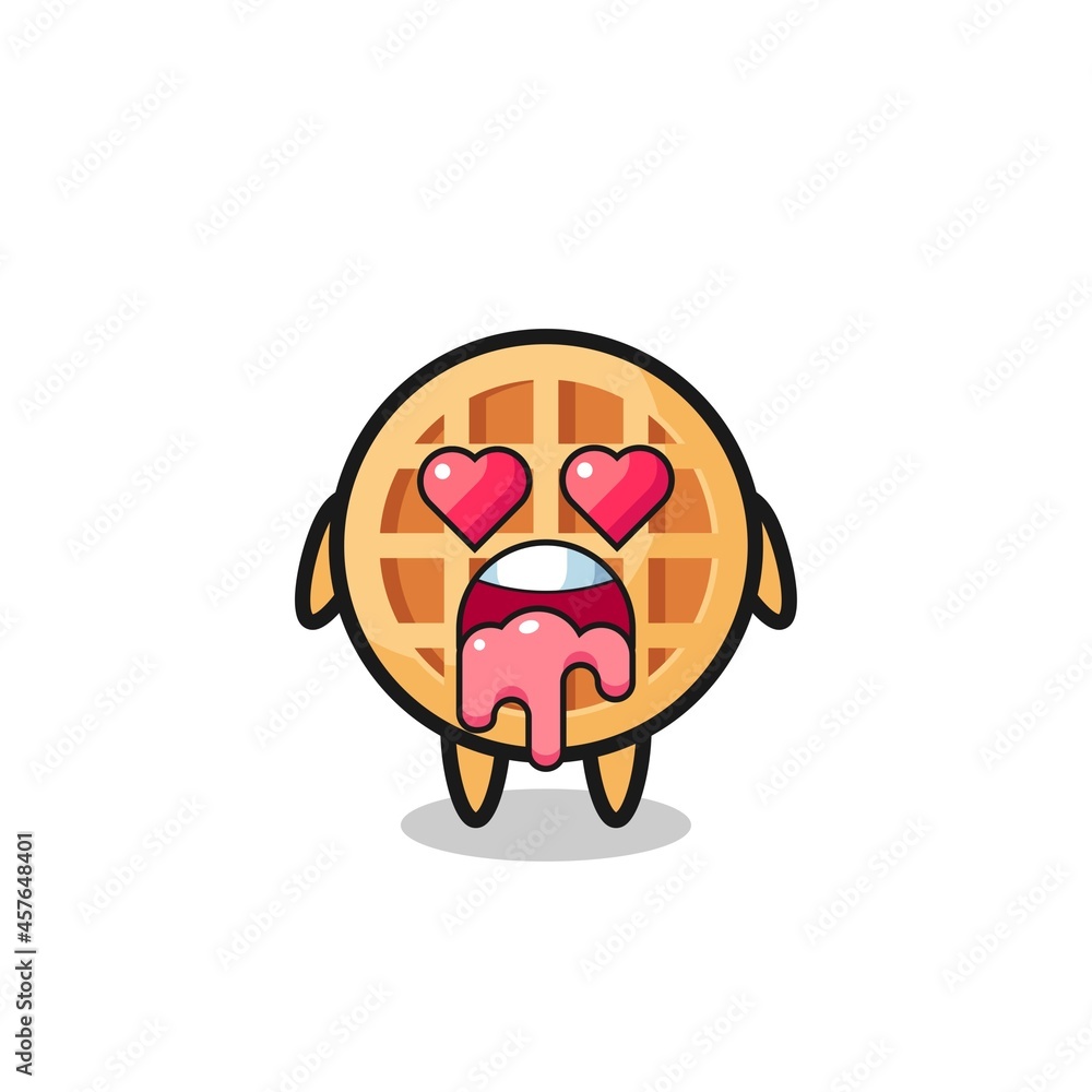 the falling in love expression of a cute circle waffle with heart shaped eyes the falling in love expression of a cute circle waffle with heart shaped eyes