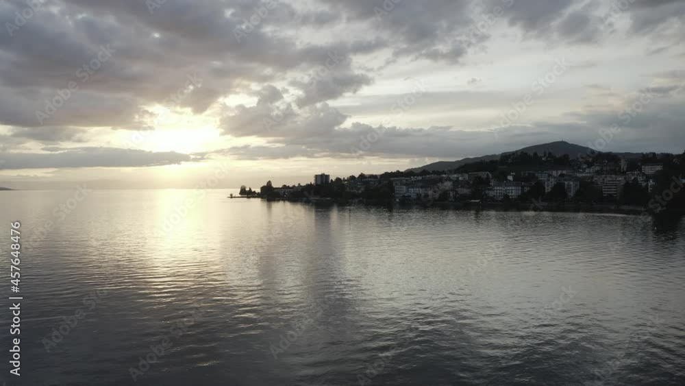 Sunset over European lake Sunset over European lake