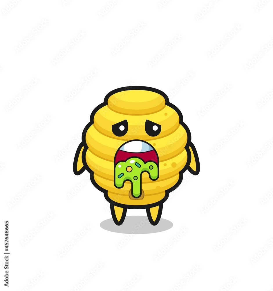 the cute bee hive character with puke the cute bee hive character with puke