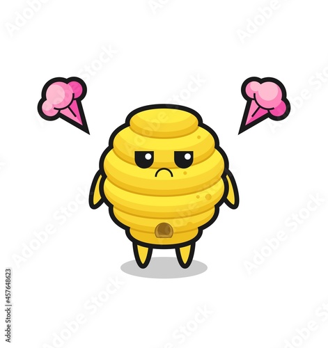 annoyed expression of the cute bee hive cartoon character