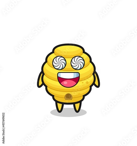 cute bee hive character with hypnotized eyes