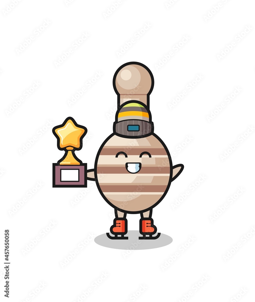 honey dipper cartoon as an ice skating player hold winner trophy honey dipper cartoon as an ice skating player hold winner trophy