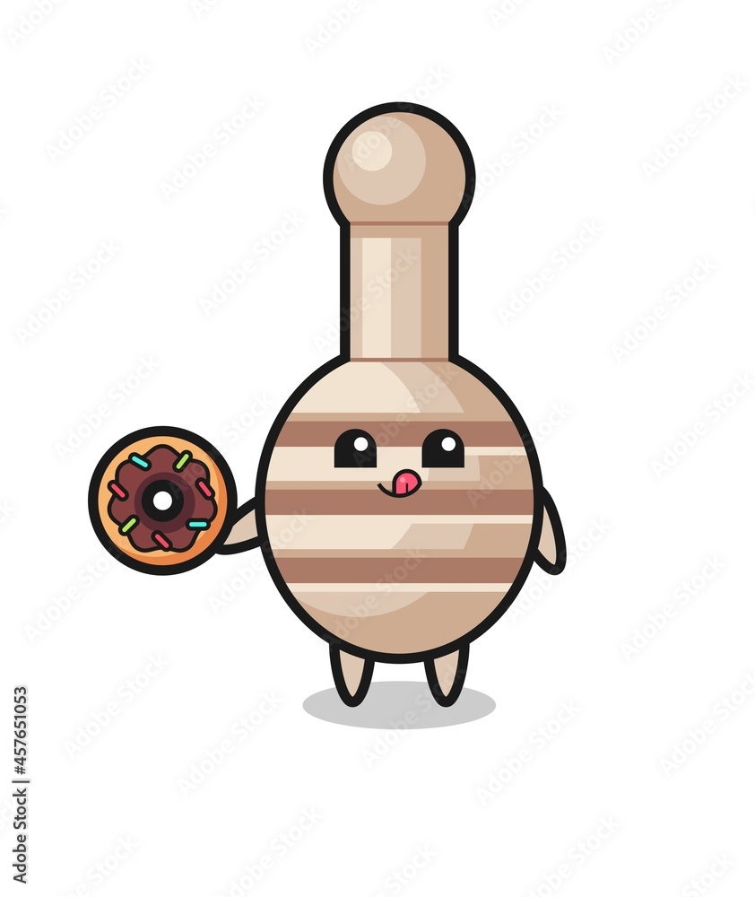 illustration of an honey dipper character eating a doughnut illustration of an honey dipper character eating a doughnut