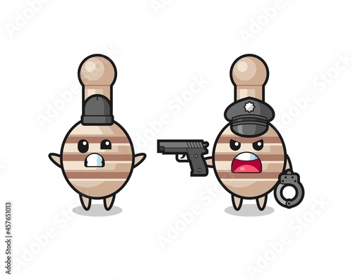 illustration of honey dipper robber with hands up pose caught by police