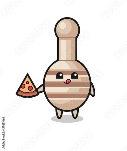 cute honey dipper cartoon eating pizza