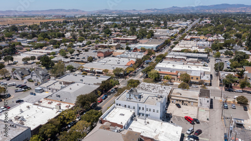 Daytime aerial view of the historic city center of Fairfield, California, USA. photo