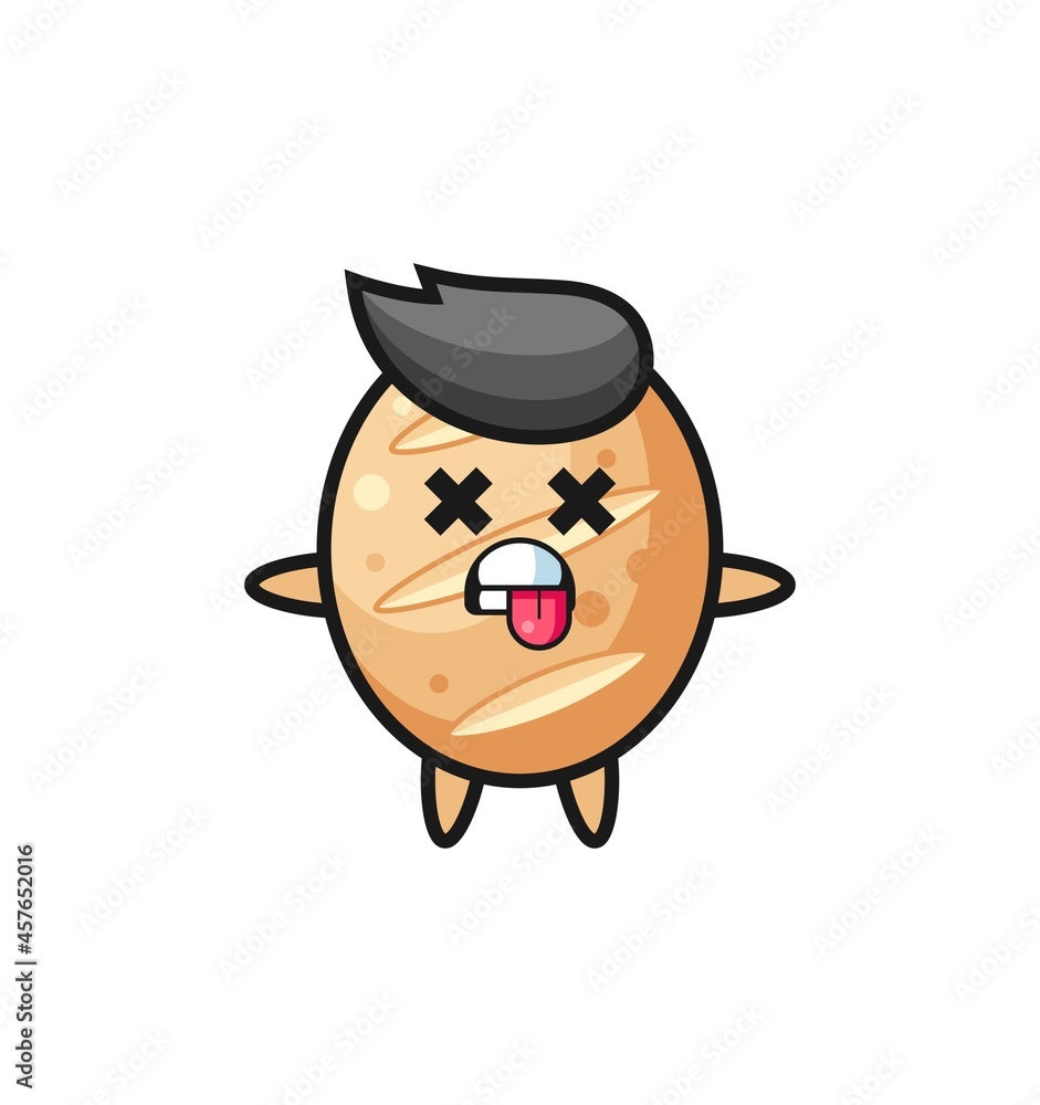 character of the cute french bread with dead pose character of the cute french bread with dead pose