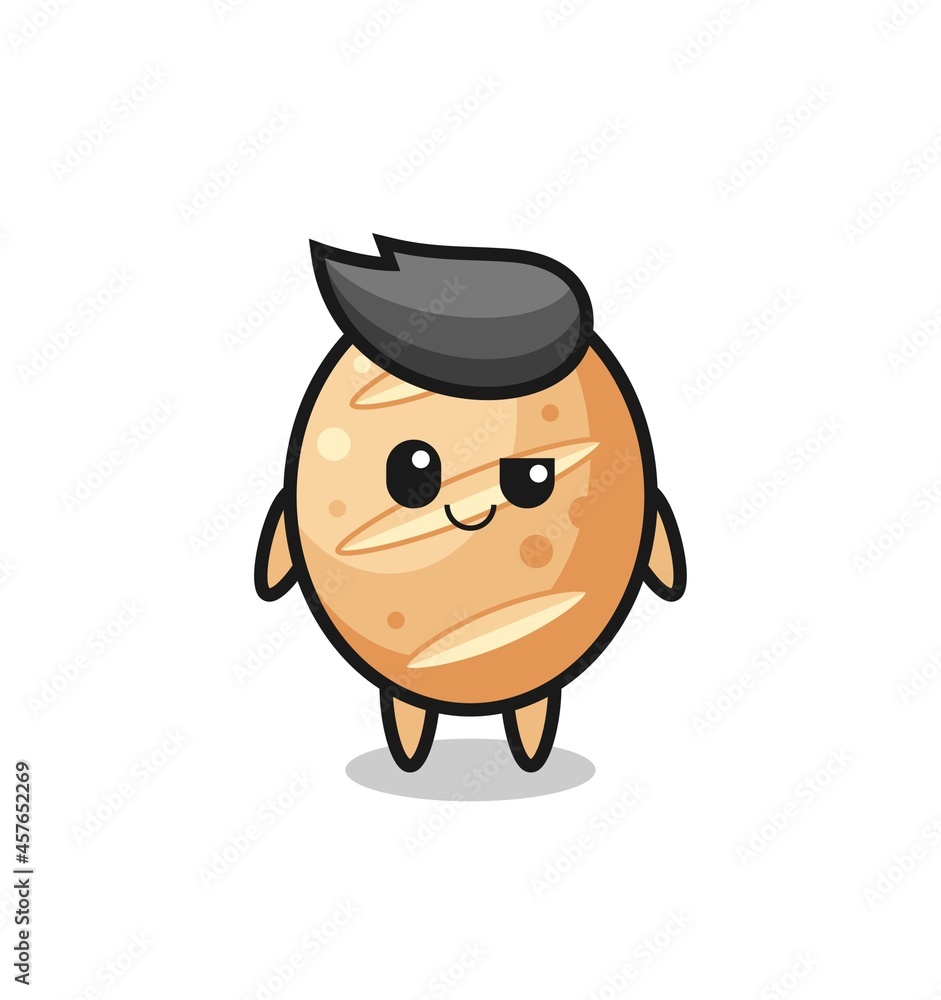 french bread cartoon with an arrogant expression