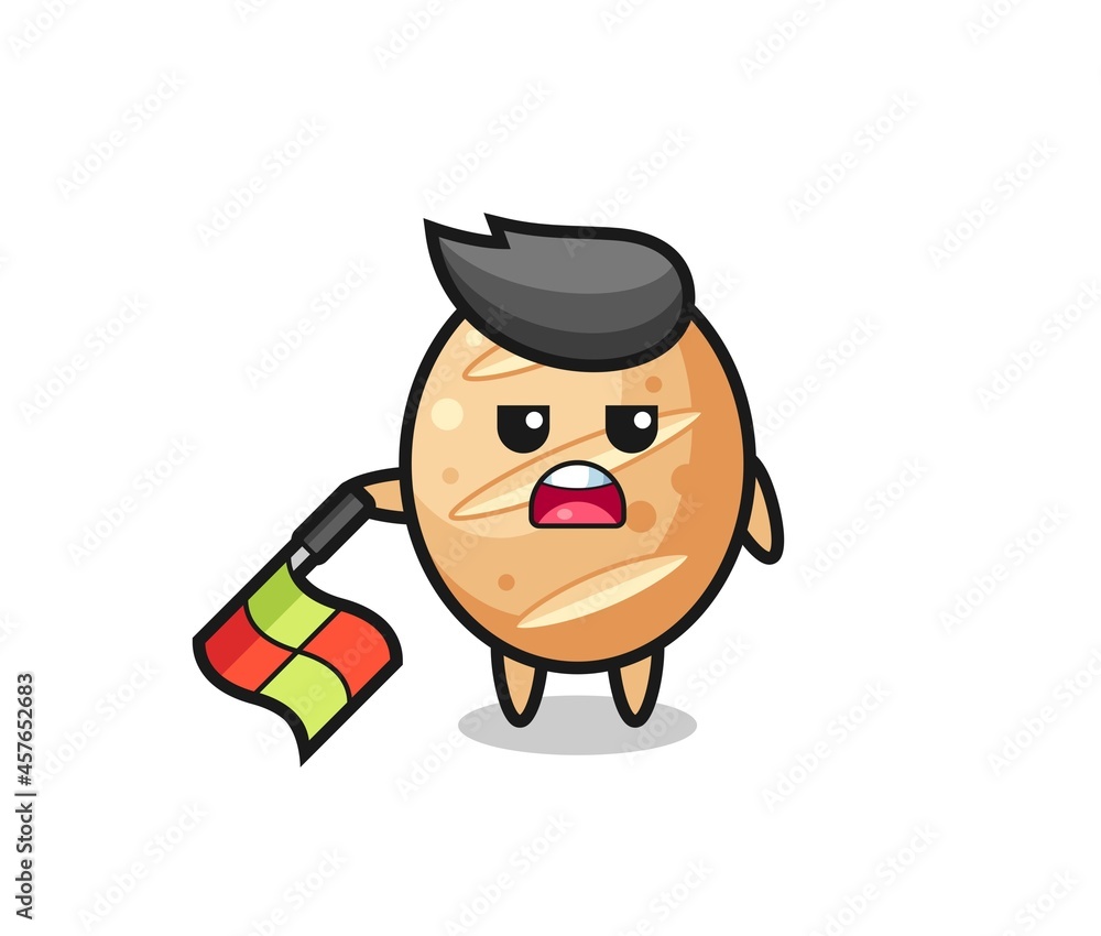 french bread character as line judge hold the flag down at a 45 degree angle french bread character as line judge hold the flag down at a 45 degree angle