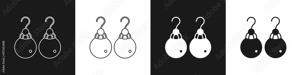 Set Earrings icon isolated on black and white background. Jewelry accessories. Vector Set Earrings icon isolated on black and white background. Jewelry accessories. Vector