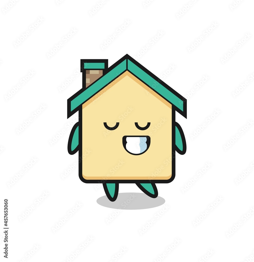 house cartoon illustration with a shy expression house cartoon illustration with a shy expression