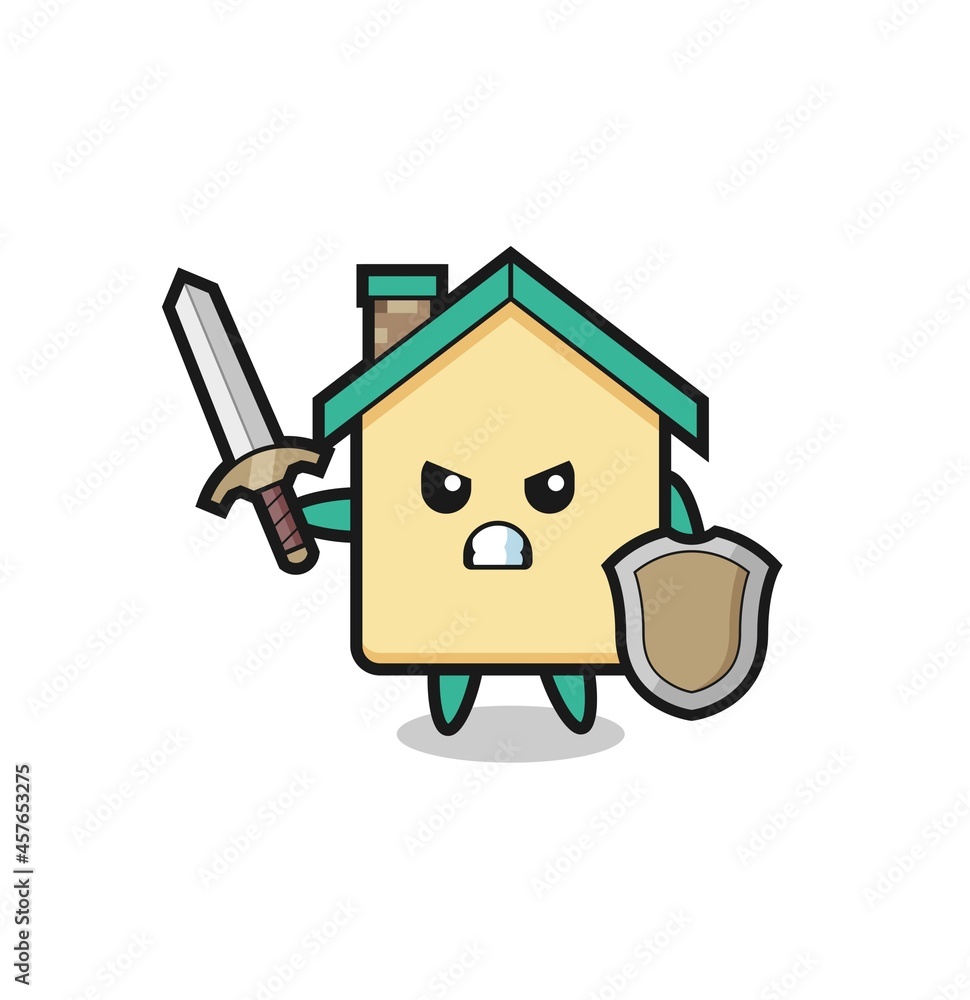cute house soldier fighting with sword and shield cute house soldier fighting with sword and shield