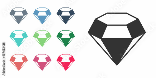 Black Diamond icon isolated on white background. Jewelry symbol. Gem stone. Set icons colorful. Vector