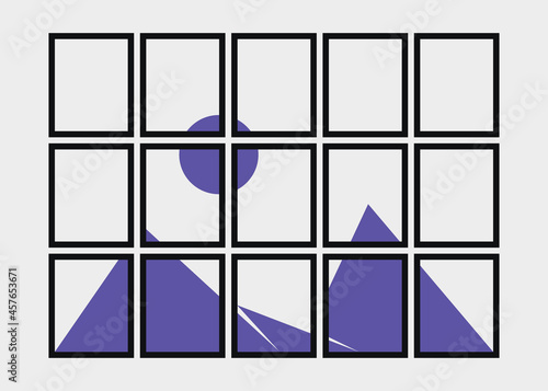 Geometric Mountains silhouette landscape art poster illustration