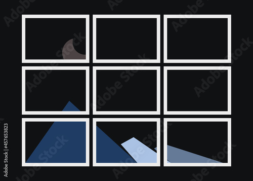 Geometric Mountains silhouette landscape art poster illustration