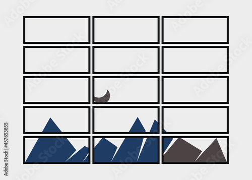 Geometric Mountains silhouette landscape art poster illustration