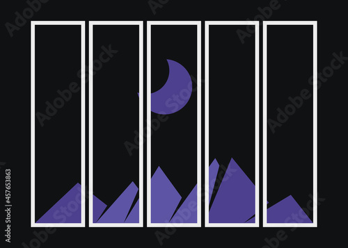Geometric Mountains silhouette landscape art poster illustration
