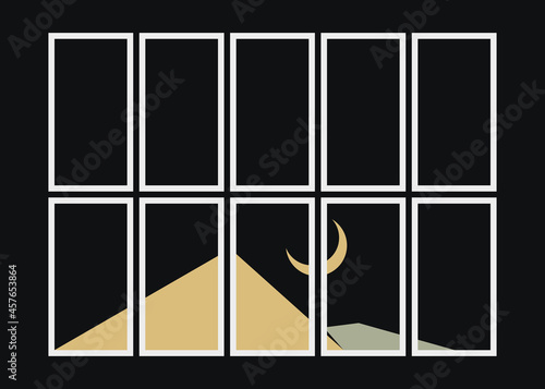 Geometric Mountains silhouette landscape art poster illustration