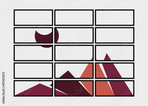 Geometric Mountains silhouette landscape art poster illustration