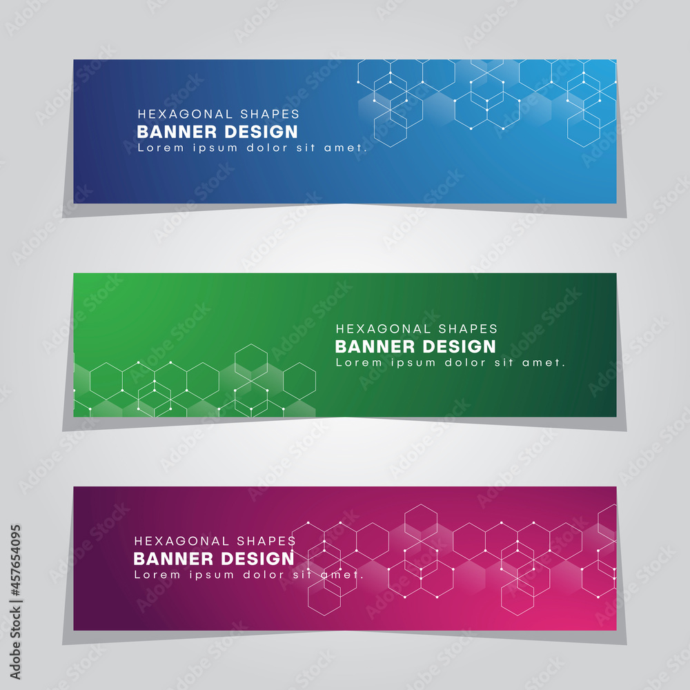 Hexagonal Shapes Template Banner Marketing Ad Design Vector for Event Background