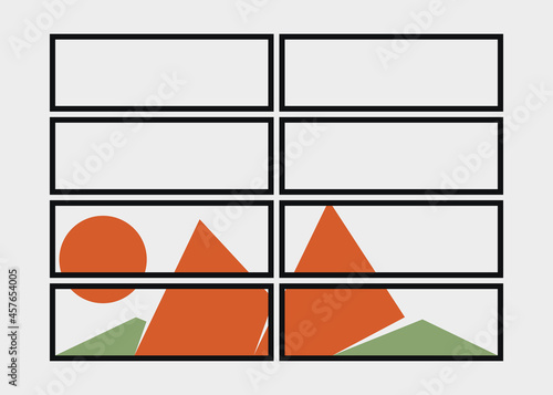 Geometric Mountains silhouette landscape art poster illustration