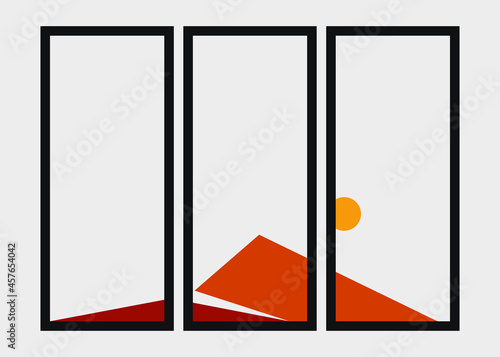 Geometric Mountains silhouette landscape art poster illustration