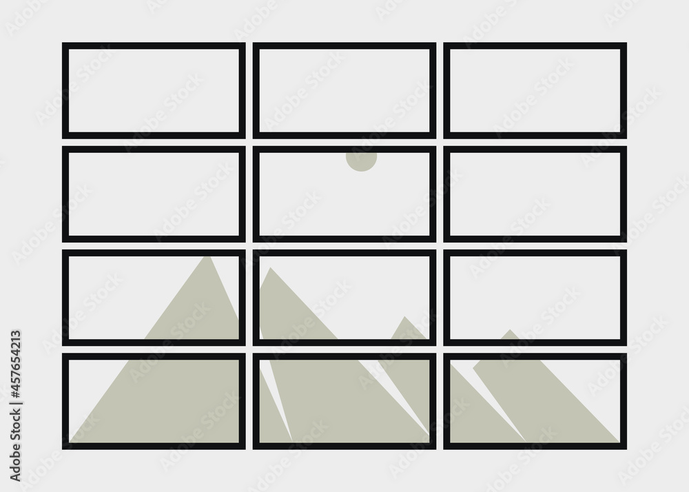 Geometric Mountains silhouette landscape art poster illustration Geometric Mountains silhouette landscape art poster illustration