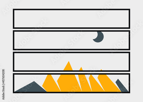 Geometric Mountains silhouette landscape art poster illustration