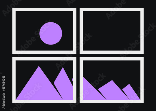 Geometric Mountains silhouette landscape art poster illustration