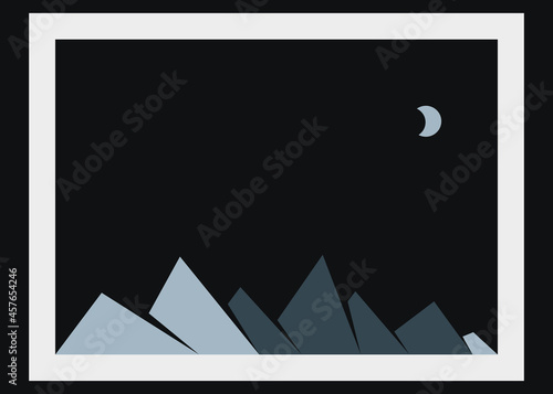 Geometric Mountains silhouette landscape art poster illustration