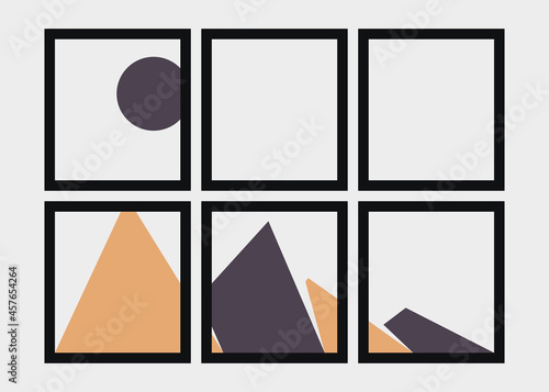 Geometric Mountains silhouette landscape art poster illustration