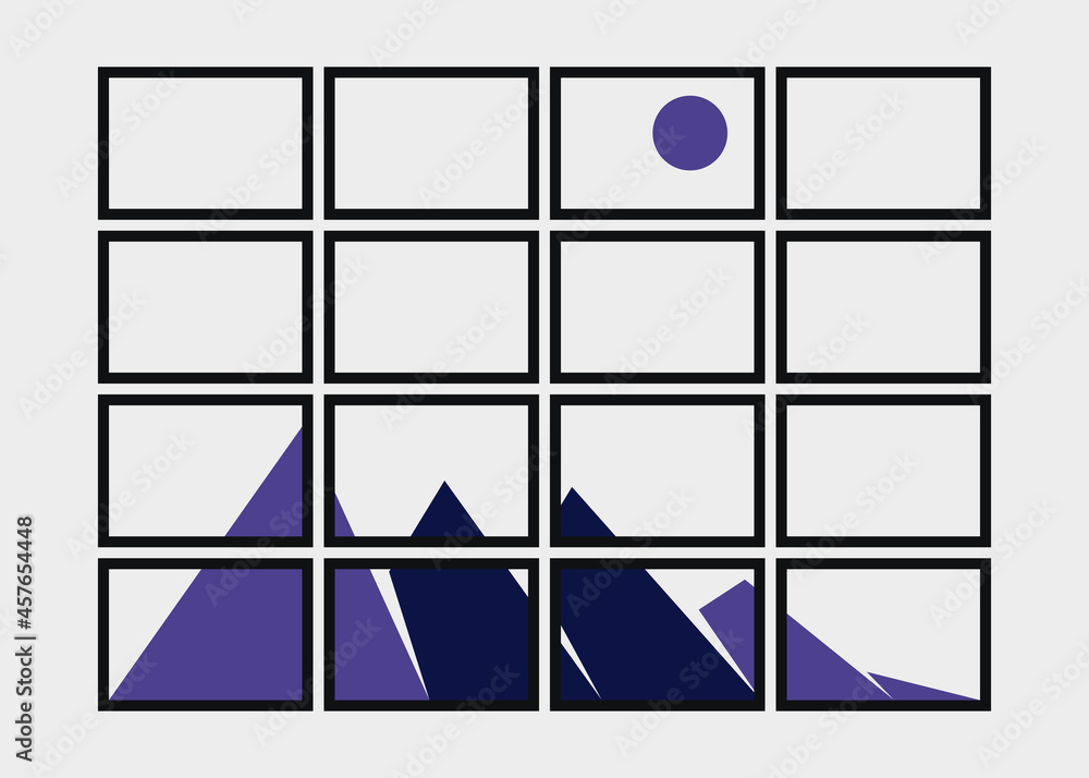 Geometric Mountains silhouette landscape art poster illustration Geometric Mountains silhouette landscape art poster illustration
