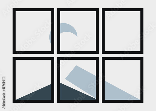 Geometric Mountains silhouette landscape art poster illustration