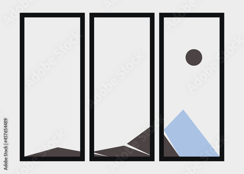 Geometric Mountains silhouette landscape art poster illustration