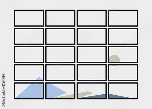 Geometric Mountains silhouette landscape art poster illustration