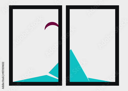 Geometric Mountains silhouette landscape art poster illustration