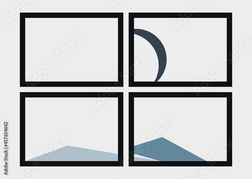 Geometric Mountains silhouette landscape art poster illustration